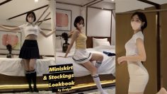 (4K 고화질) 스커트 & 스타킹 코디 룩북 💘 Miniskirt and Stockings Lookbook / 뒷태미인 이블린 Evelyn