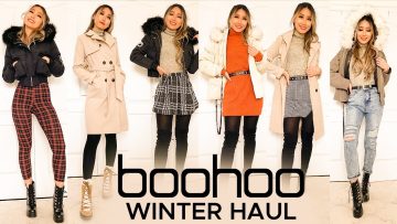 WINTER outfits try-on haul | BOOHOO Parkas Coats Sweaters Review