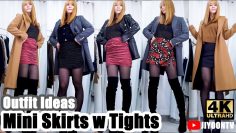 Mini Skirt Outfits Idea with Tights for Winter | 겨울 미니 스커트 & 타이츠  아이디어