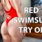 Red Swimsuit Try On